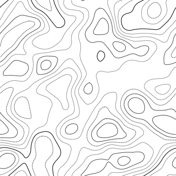 Carte topographique fond Carte topographique réelle Design sans couture noir et blanc carrelable — Image vectorielle