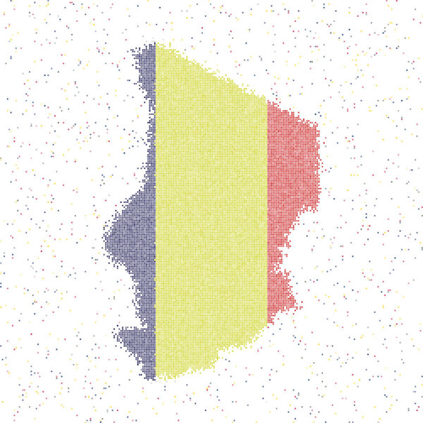 Карта стиля Чад Мозаика с изображением флага Чада Вектора
