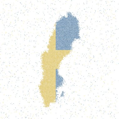 İsveç Vektör illüstrasyon bayrağı ile İsveç Mozaik tarzı harita Haritası
