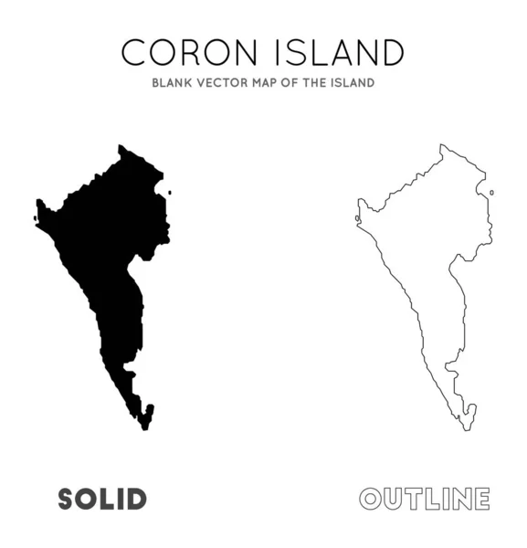 Mapa de la isla de Coron Mapa vectorial en blanco de las fronteras de la isla de Coron para su infografía — Vector de stock