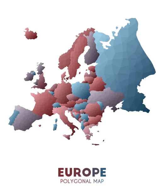 ヨーロッパ地図実際の低ポリスタイル大陸マップラブリーベクトルイラスト — ストックベクタ
