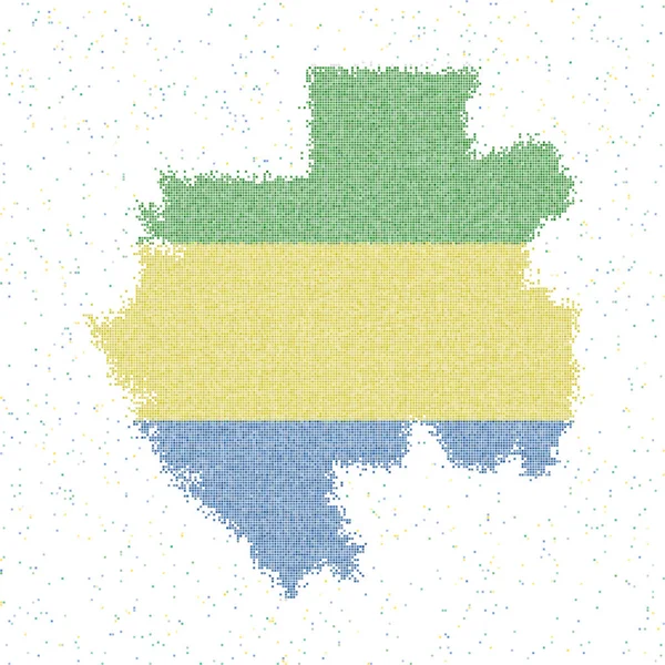 Karte der gabunischen Mosaiken mit Fahne der gabunischen Vektorillustration — Stockvektor