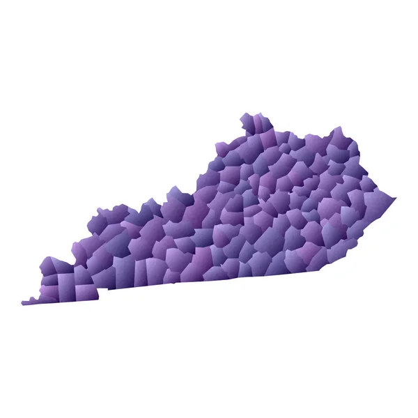 Кентуккі карта геометричний стиль США державний контур з повітів дивно фіолетовий Векторна ілюстрація — стоковий вектор