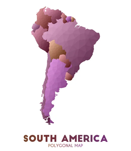 Southamerica Mapa podziw Low Poly styl kontynent Mapa olśniewające ilustracja wektorowa — Wektor stockowy