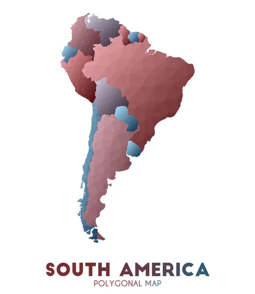 Southamerica Mapa podziw Low Poly stylu kontynentu Mapa ciekawy wektor ilustracji — Wektor stockowy