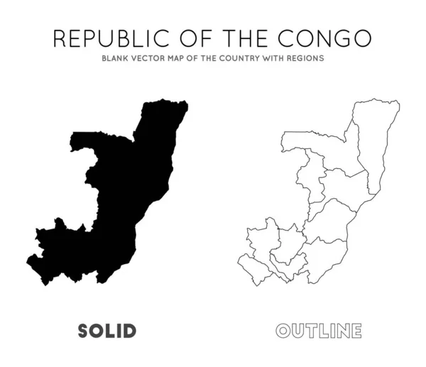 Congo mapa Mapa vetorial em branco do país com regiões Fronteiras do Congo para o seu infográfico — Vetor de Stock