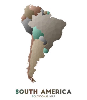 Southamerica Haritası takdire şayan düşük poli tarzı kıta haritası Büyüleyici vektör illüstrasyon