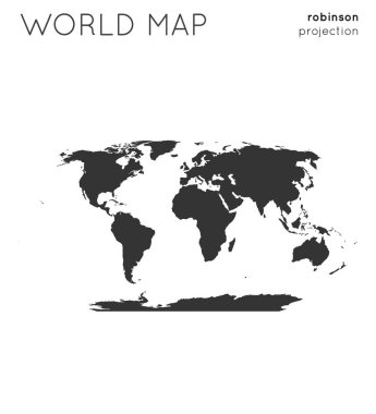Robinson projeksiyon düz stil Modern vektör illüstrasyon Dünya haritası Globe