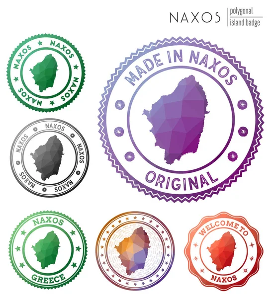 Insignia de Naxos Colorido símbolo de isla poligonal Multicolor geométrico Logotipos de Naxos conjunto Vector — Vector de stock