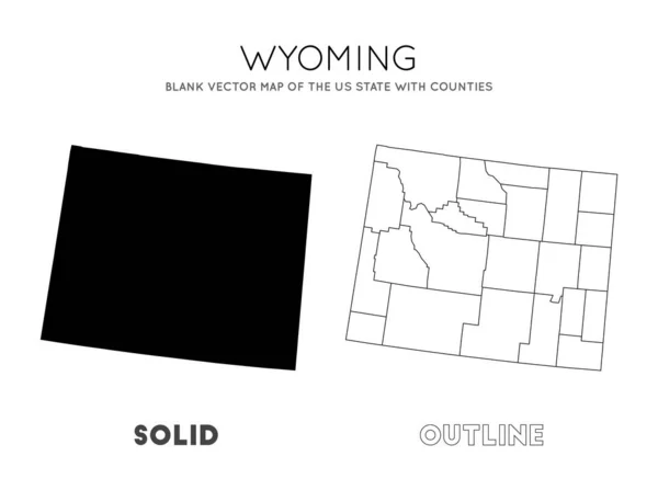 Mapa de Wyoming Mapa vectorial en blanco del Estado de los Estados Unidos con condados Fronteras de Wyoming para su — Vector de stock