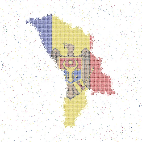 Mappa di Moldova Mappa di stile mosaico con la bandiera di Moldova Illustrazione vettoriale — Vettoriale Stock