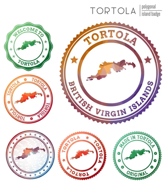 Insignia de la Tortola Colorido símbolo poligonal isla Multicolor geométrico Tortola logos conjunto Vector — Vector de stock
