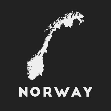 Koyu arkaplan üzerindeki Norveç ikonu Ülke haritası Ülke adı Vektör olan Norveç stili