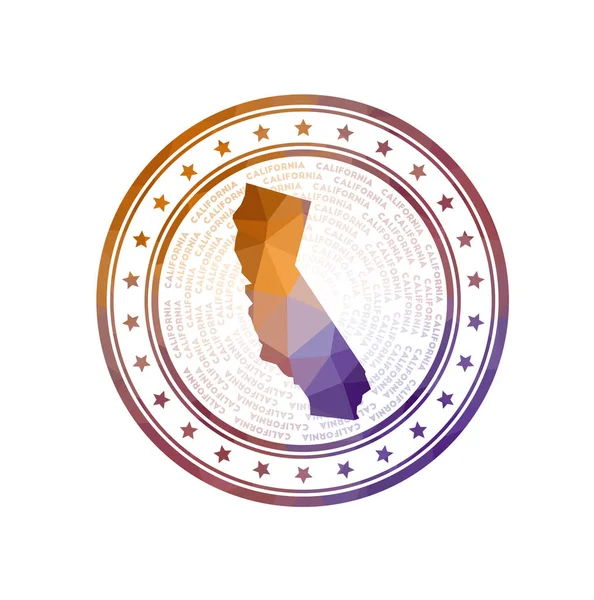 California Polygonal Kaliforniya rozetinin düz düşük poligonal damgası ABD eyaletinin trend vektör logosu — Stok Vektör