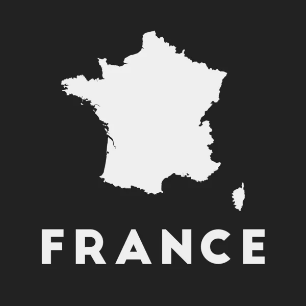 フランスアイコン暗い背景のカントリーマップ国の名前を持つスタイリッシュなフランス地図ベクトル — ストックベクタ