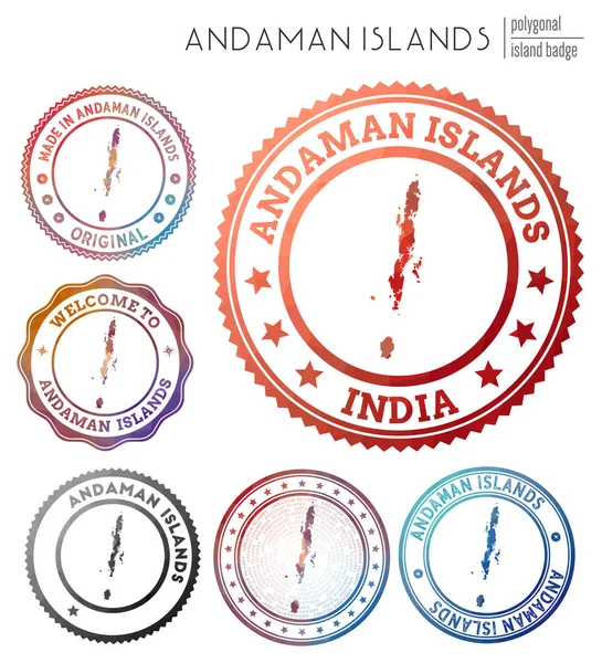 Insignia de las islas Andamán Colorido símbolo de isla poligonal Geométrico multicolor Islas Andamán — Vector de stock