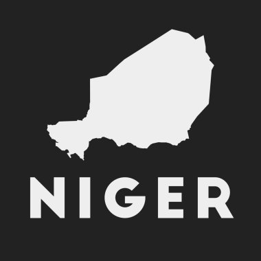 Nijer simgesi Ülke haritası koyu arkaplan stili Nijer haritasında ülke adı Vektör