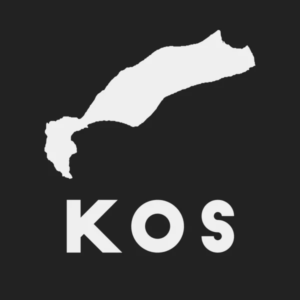 Icono de Kos Mapa de la isla sobre fondo oscuro Elegante mapa de Kos con nombre de isla Ilustración vectorial — Vector de stock