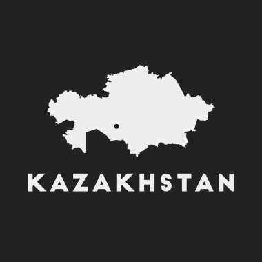 Koyu arkaplan üzerindeki Kazakistan ikonu Ülke haritası Ülke adı Vektör olan Kazakistan stili