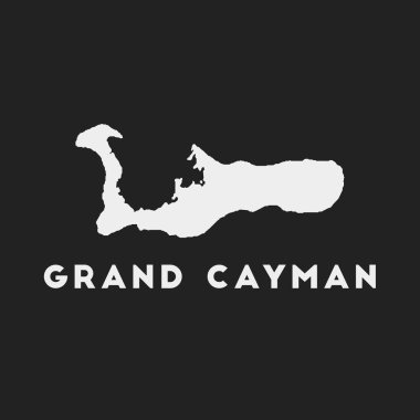 Koyu arkaplan üzerinde Büyük Cayman simgesi ada adı Vector olan Büyük Cayman haritası