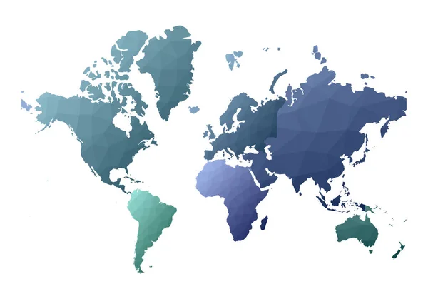 Mapa del mundo continentes de estilo polivinílico bajo divino Vector ilustración — Vector de stock