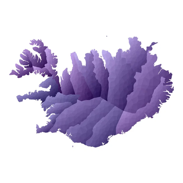 Carte de l'Islande Schéma géométrique du pays Illustration vectorielle violette ravissante — Image vectorielle