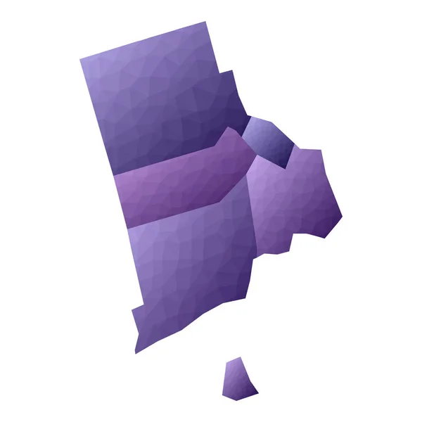 Rhode Island karta Geometrisk stil oss staten skissera med län Förtrollande violett vektor — Stock vektor