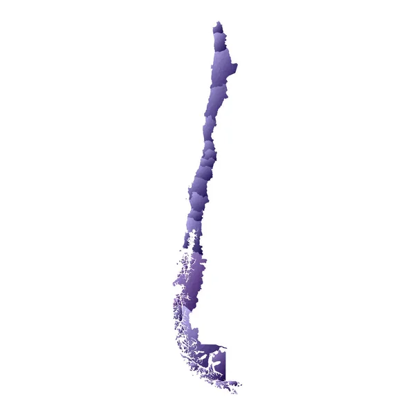 チリ地図幾何学的なスタイルの国の概要感情的な紫色のベクトル図 — ストックベクタ