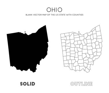 Ohio haritası, Ohio 'nun sınır bölgeleriyle birlikte Amerika Birleşik Devletleri' nin vektör haritası.