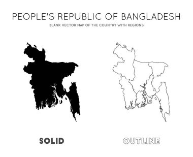 Bangladeş haritası Bangladeş sınırları olan ülkenin boş vektör haritası