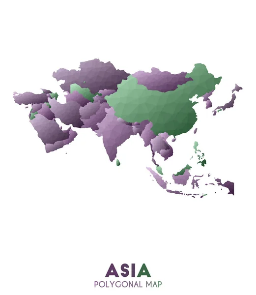 Asie Carte actuelle basse carte du continent de style poly Illustration vectorielle délicate — Image vectorielle