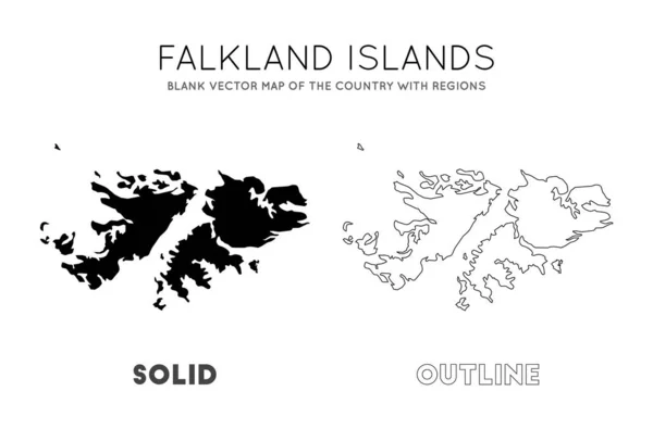 Mapa de las Malvinas Mapa vectorial en blanco del país con regiones Fronteras de las Malvinas para su — Archivo Imágenes Vectoriales