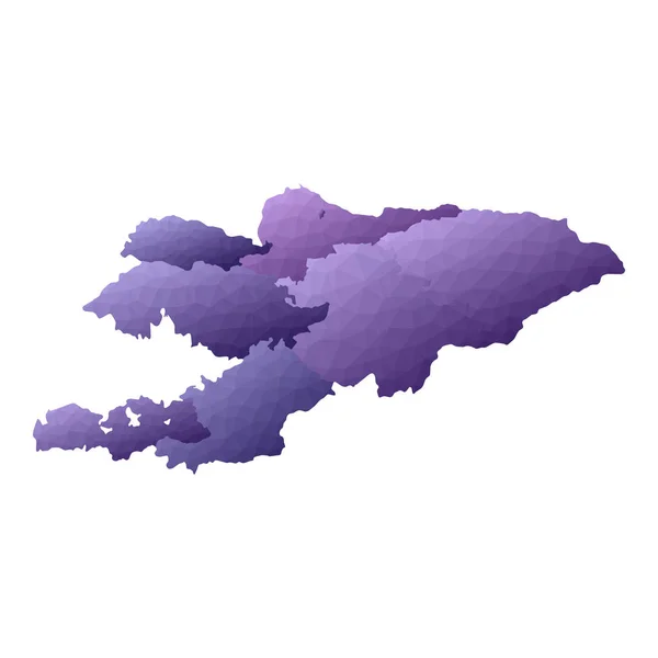 Kirgizië kaart Geometrische stijl country outline Schitterende violette vector illustratie — Stockvector