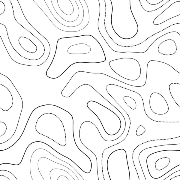 Contornos topográficos Mapa topográfico real Diseño sin costura en blanco y negro majestuoso azulejo — Vector de stock