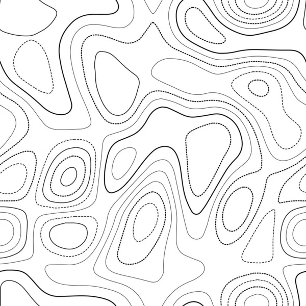 Contornos topográficos Mapa topográfico real Diseño sin costura en blanco y negro popular azulejo — Vector de stock