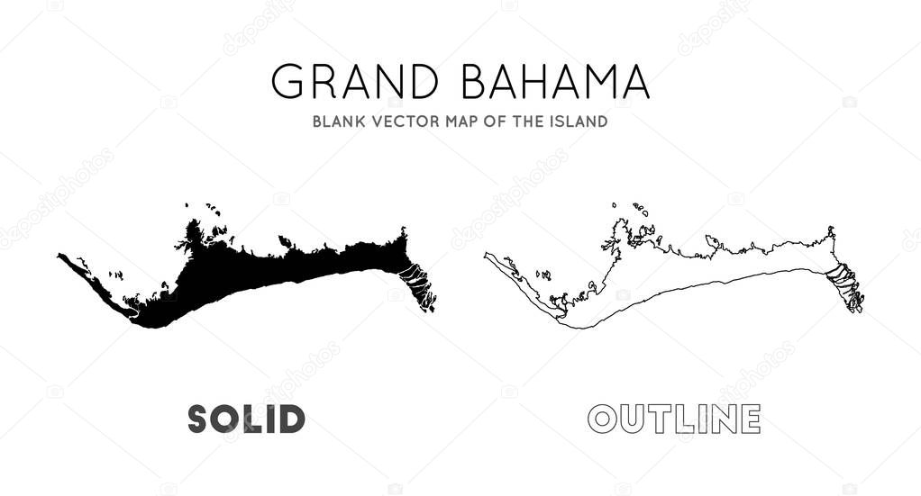 Grand Bahama map Blank vector map of the Island Borders of Grand Bahama for your infographic