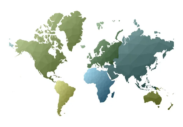 Mapa do mundo emocional baixo estilo poli continentes ilustração vetorial — Vetor de Stock