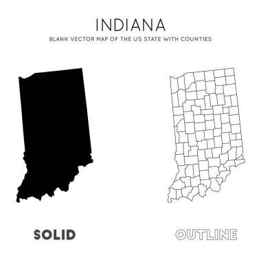 Indiana map Blank vector map of the Us State with counties Borders of Indiana for your clipart