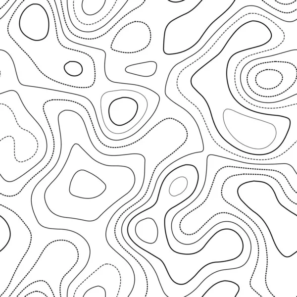 Topografía abstracta Mapa topográfico real Diseño inconsútil en blanco y negro con azulejos pintorescos — Vector de stock