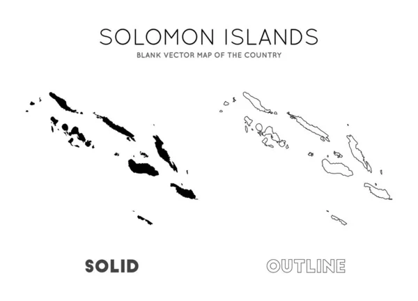 所罗门群岛国家边界空白矢量地图，供你参考。 — 图库矢量图片