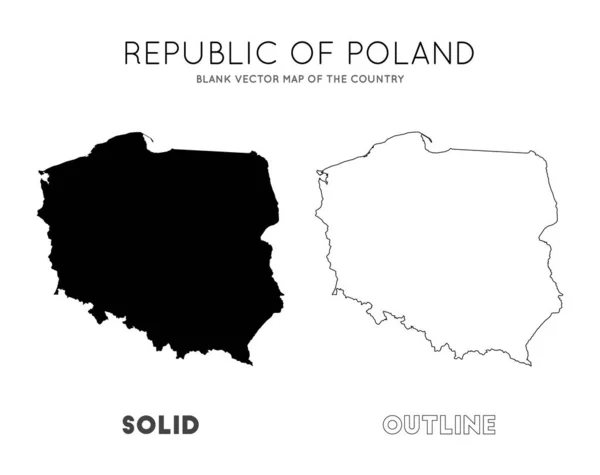 Polônia mapa Vetor em branco mapa do país Fronteiras da Polônia para o seu infográfico Vetor — Vetor de Stock