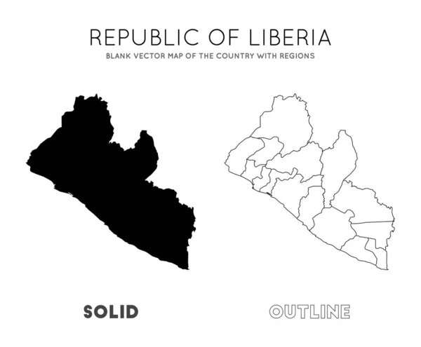 Liberia mappa Blank vector map del Paese con le regioni Confini della Liberia per la tua infografica — Vettoriale Stock