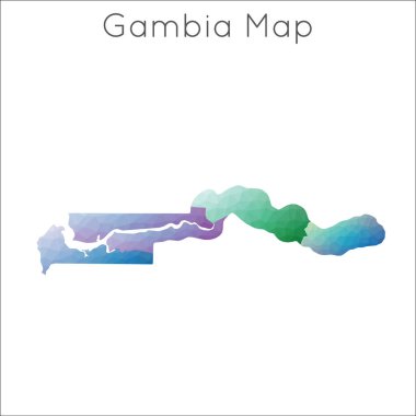 Gambiya 'nın düşük Poli haritası geometrik çokgen mozaik biçim haritası