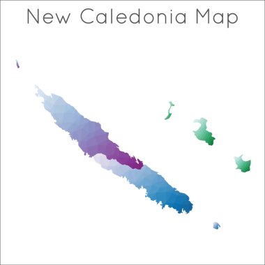 Yeni Kaledonya 'nın düşük polimer haritası Yeni Kaledonya geometrik çokgen mozaik biçimi haritası