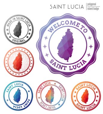 Saint Lucia rozeti Renkli çokgen ada sembolü Çok renkli Aziz Lucia logoları