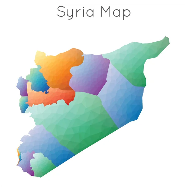 Mapa Poly Syrii Syrii geometryczna mapa wielobocznej mozaiki geometrycznej — Wektor stockowy
