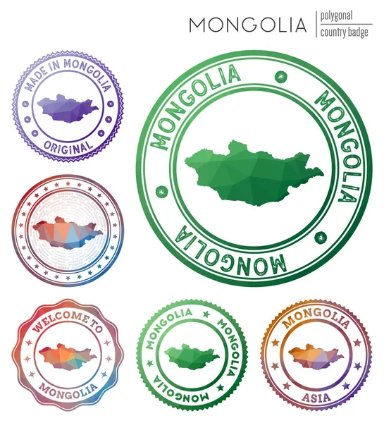 Insignia de Mongolia Colorido símbolo del país poligonal Multicolor geométrico Logotipos de Mongolia conjunto Vector — Vector de stock