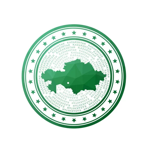 Platt låg poly stämpel av Kazakstan Polygonal Kazakstan emblem Trendig vektor logotyp för landet — Stock vektor