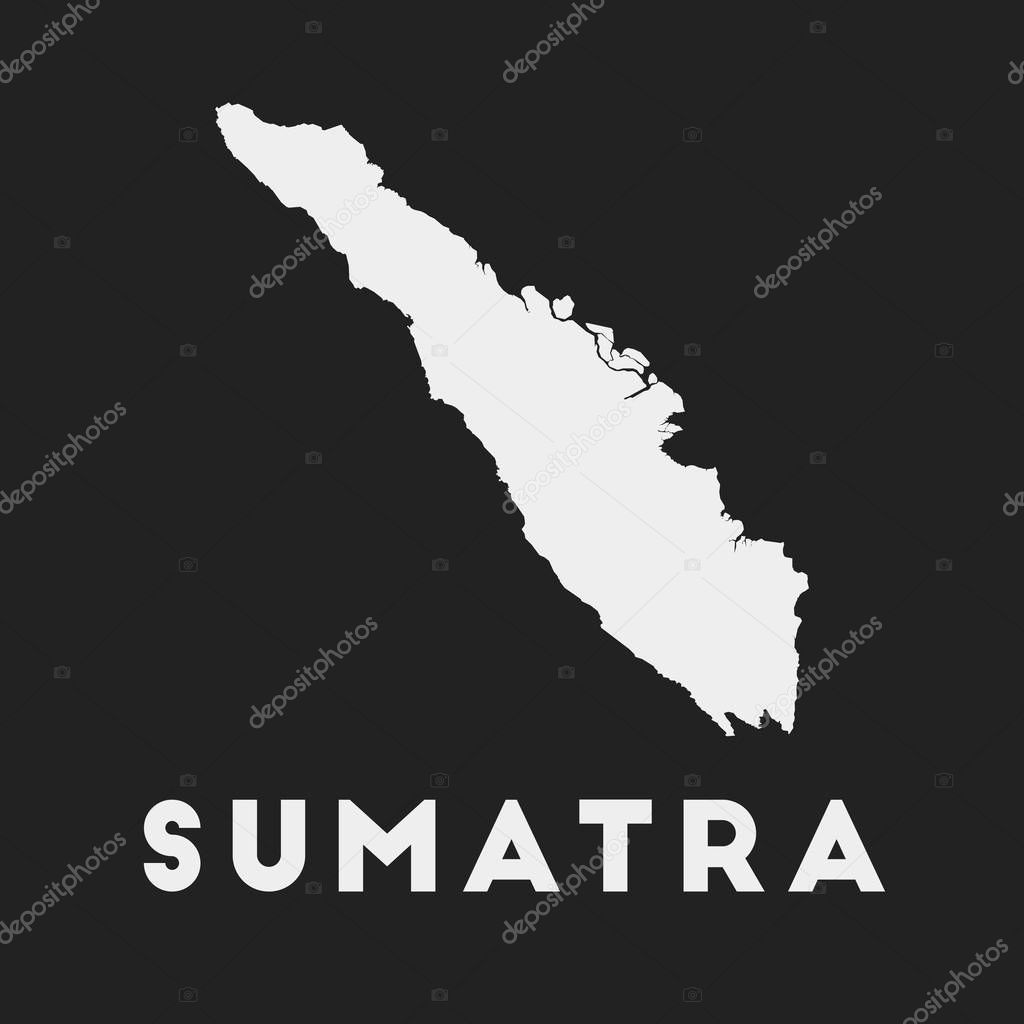 Sumatra icon Island map on dark background Stylish Sumatra map with island name Vector