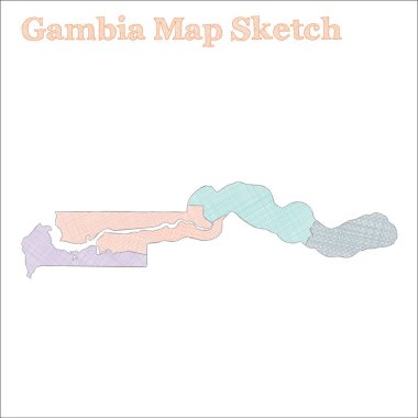 Gambiya haritası çizilmiş ülke Bölge Vektörü illüstrasyonlu Büyük kusurlu Gambiya haritası